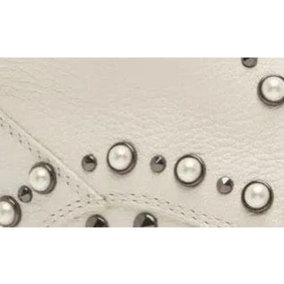 NIB Jimmy Choo Nola Studded Boot - Latte / Pearl - Designer Combat Boots $1395 M - Picture 5 of 6